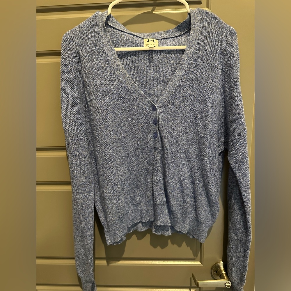 John + Jenn Blue Ribbed Knit Sweater Top